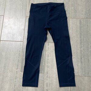 Lululemon Leggings Tights Side Pockets & Mesh Detail Navy Blue Size 4